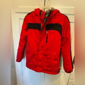 Lands End Red and Black Hooded Winter Jacket. Kids XL 14-16